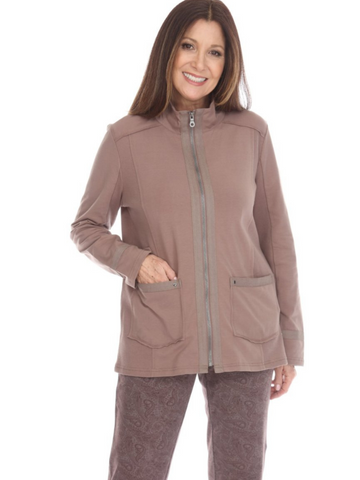 Cotton Zipper Jacket - Taupe – The Right Side Boutique